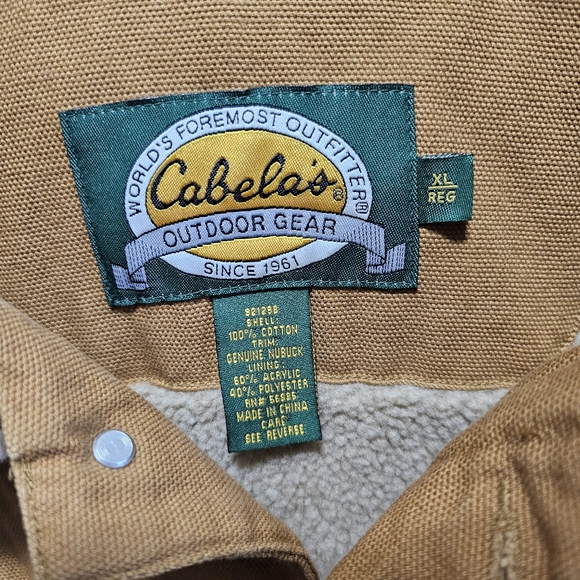 Vintage 90s Cabelas Sherpa Lined Vest Size XL Canvas Duck Canvas NUBUCK Trim WOW - Picture 2 of 14